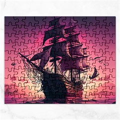 Ship Pirate Adventure Landscape Ocean Sun Heaven Rectangular Jigsaw Puzzl by Ndabl3x