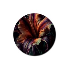 Flower Orange Lilly Rubber Coaster (round) by Ndabl3x