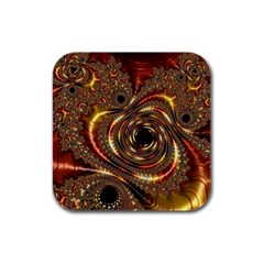 Geometric Art Fractal Abstract Art Rubber Square Coaster (4 Pack) by Ndabl3x