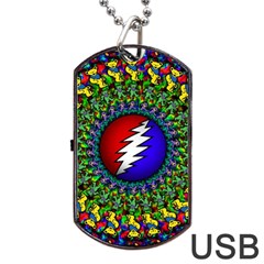 Grateful Dead Pattern Dog Tag Usb Flash (one Side) by Wav3s