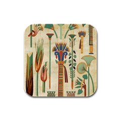 Egyptian Paper Papyrus Hieroglyphs Rubber Square Coaster (4 Pack) by Wav3s