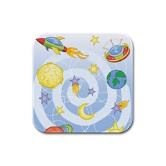 Science Fiction Outer Space Rubber Square Coaster (4 Pack) by Ndabl3x