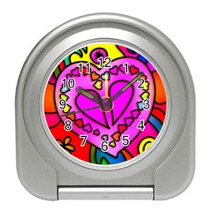 Stained Glass Love Heart Travel Alarm Clock by Vaneshart