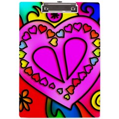 Stained Glass Love Heart A4 Acrylic Clipboard by Vaneshart