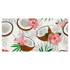 Seamless Pattern Coconut Piece Palm Leaves With Pink Hibiscus Banner And Sign 6  X 3  by Vaneshart