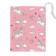 Cute-unicorn-seamless-pattern Drawstring Pouch (4xl) by Vaneshart