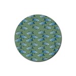 Fishes Pattern Background Theme Rubber Round Coaster (4 pack) Front