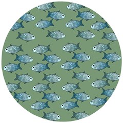 Fishes Pattern Background Theme Wooden Puzzle Round by Vaneshop