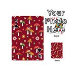 Woodland Mushroom And Daisy Seamless Pattern On Red Background Playing Cards 54 Designs (Mini) Front - Spade5