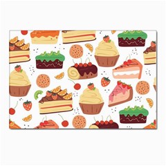 Seamless Pattern Hand Drawing Cartoon Dessert And Cake Postcards 5  X 7  (pkg Of 10) by Wav3s