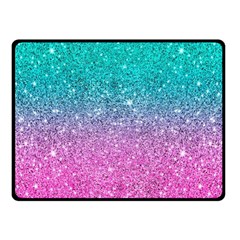 Pink And Turquoise Glitter Two Sides Fleece Blanket (small) by Wav3s