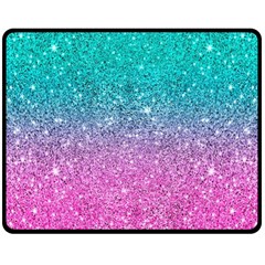 Pink And Turquoise Glitter Two Sides Fleece Blanket (medium) by Wav3s