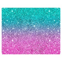 Pink And Turquoise Glitter Two Sides Premium Plush Fleece Blanket (medium) by Wav3s