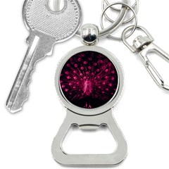 Peacock Pink Black Feather Abstract Bottle Opener Key Chain by Wav3s