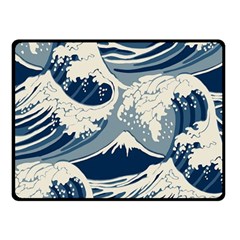 Japanese Wave Pattern Two Sides Fleece Blanket (small) by Wav3s