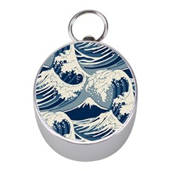 Japanese Wave Pattern Mini Silver Compasses by Wav3s