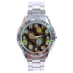 Pattern Feather Peacock Stainless Steel Analogue Watch by Wav3s