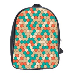 Multicolored Honeycomb Colorful Abstract Geometry School Bag (large) by Vaneshop