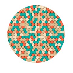 Multicolored Honeycomb Colorful Abstract Geometry Mini Round Pill Box by Vaneshop