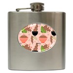 Doodle Yakisoba Seamless Pattern Background Cartoon Japanese Street Food Hip Flask (6 oz) Front