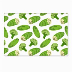 Vegetable Pattern With Composition Broccoli Postcards 5  X 7  (pkg Of 10) by Grandong