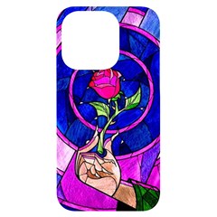 Stained Glass Rose Iphone 14 Pro Black Uv Print Case by Cowasu