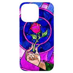 Stained Glass Rose Iphone 14 Pro Max Black Uv Print Case by Cowasu