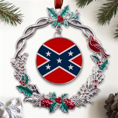 Rebel Flag  Metal X mas Wreath Holly Leaf Ornament by Jen1cherryboot88