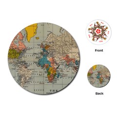 Vintage World Map Playing Cards Single Design (round) by Cowasu