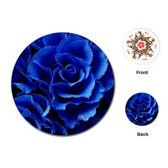 Blue Roses Flowers Plant Romance Blossom Bloom Nature Flora Petals Playing Cards Single Design (round) by Cowasu