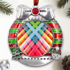 Graphics Colorful Colors Wallpaper Graphic Design Metal X mas Ribbon With Red Crystal Round Ornament by Amaryn4rt