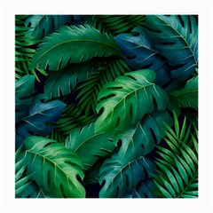 Tropical Green Leaves Background Medium Glasses Cloth by Amaryn4rt