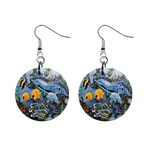 Colorful Aquatic Life Wall Mural Mini Button Earrings Front