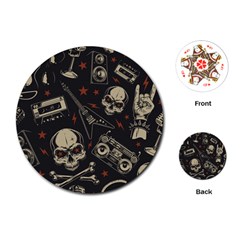 Grunge Seamless Pattern With Skulls Playing Cards Single Design (round) by Amaryn4rt