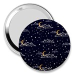 Hand-drawn-scratch-style-night-sky-with-moon-cloud-space-among-stars-seamless-pattern-vector-design- 3  Handbag Mirrors Front