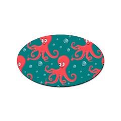 Cute-smiling-red-octopus-swimming-underwater Sticker Oval (100 Pack) by uniart180623