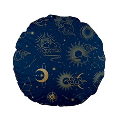 Seamless-galaxy-pattern Standard 15  Premium Flano Round Cushions by uniart180623