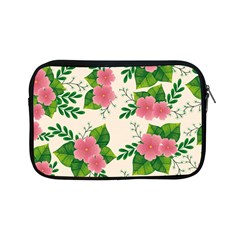 Cute-pink-flowers-with-leaves-pattern Apple Ipad Mini Zipper Cases by uniart180623