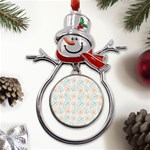 Hand-drawn-cute-flowers-with-leaves-pattern Metal Snowman Ornament Front