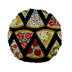 Vector-seamless-pattern-with-italian-pizza-top-view Standard 15  Premium Round Cushions by uniart180623