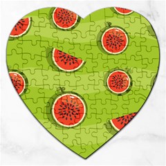 Seamless-background-with-watermelon-slices Jigsaw Puzzle (heart) by uniart180623