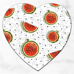 Seamless-background-pattern-with-watermelon-slices Jigsaw Puzzle (heart) by uniart180623