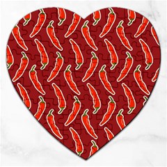 Chili-pattern-red Jigsaw Puzzle (heart) by uniart180623