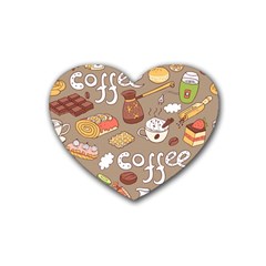 Vector-seamless-pattern-with-doodle-coffee-equipment Rubber Coaster (heart) by uniart180623