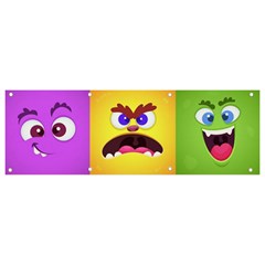 Monsters-emotions-scary-faces-masks-with-mouth-eyes-aliens-monsters-emoticon-set Banner And Sign 9  X 3  by uniart180623