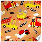 Seamless-pattern-cartoon-with-transportation-vehicles Canvas 12  x 12  11.4 x11.56  Canvas - 1