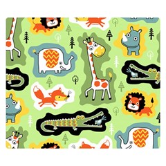 Seamless-pattern-with-wildlife-animals-cartoon Two Sides Premium Plush Fleece Blanket (small) by uniart180623