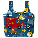 Seamless-pattern-vehicles-cartoon-with-funny-drivers Full Print Recycle Bag (XXL) Front