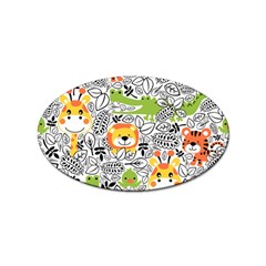 Seamless-pattern-with-wildlife-cartoon Sticker (oval) by uniart180623