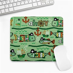 Seamless-pattern-fishes-pirates-cartoon Large Mousepad by uniart180623